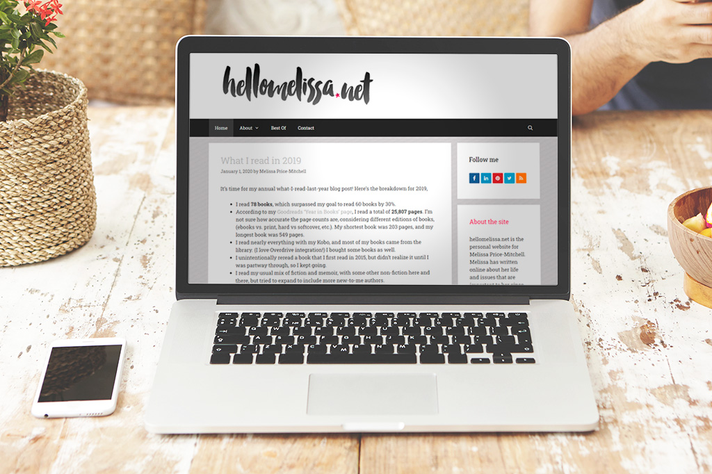 image of hellomelissa.net website, including logo